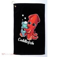 Adorable Cuddlefish Sea Life Illustration Cuttlefish Squid Golf Towel thumb 0