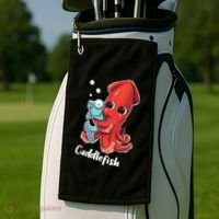 Adorable Cuddlefish Sea Life Illustration Cuttlefish Squid Golf Towel thumb 2