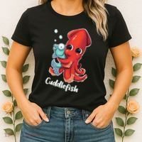 Adorable Cuddlefish Sea Life Illustration Cuttlefish Squid Women's T-Shirt thumb 2
