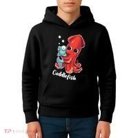 Adorable Cuddlefish Sea Life Illustration Cuttlefish Squid Kids Hoodie thumb 4