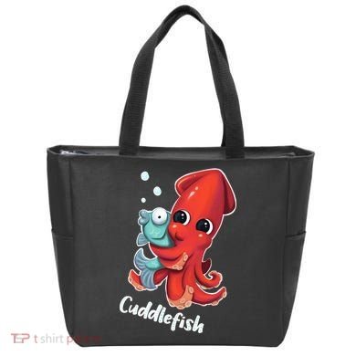 Adorable Cuddlefish Sea Life Illustration Cuttlefish Squid Tote Bag