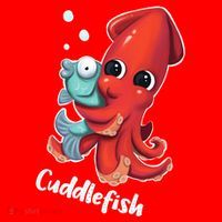 Adorable Cuddlefish Sea Life Illustration Cuttlefish Squid Santa Hat thumb 1