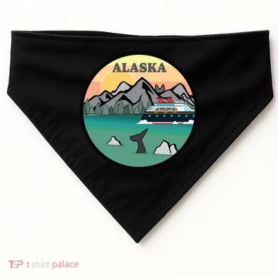 Alaska Cruise Ship With Mountains And Sunset Retro Gift USA-Made Doggie Bandana