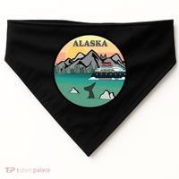 Alaska Cruise Ship With Mountains And Sunset Retro Gift USA-Made Doggie Bandana thumb 0