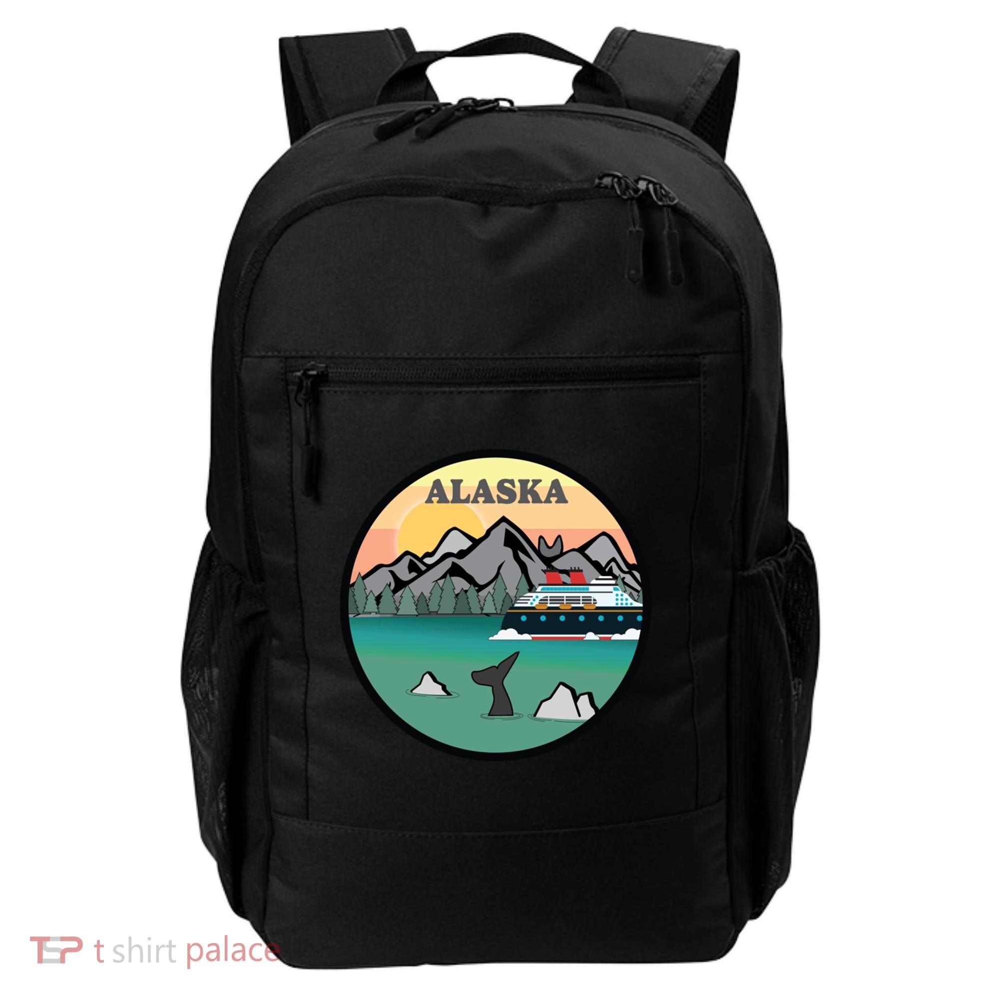 Alaska Cruise Ship With Mountains And Sunset Retro Gift Backpack