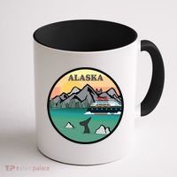 Alaska Cruise Ship With Mountains And Sunset Retro Gift Coffee Mug thumb 1