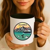 Alaska Cruise Ship With Mountains And Sunset Retro Gift Coffee Mug thumb 3