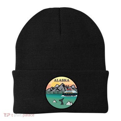 Alaska Cruise Ship With Mountains And Sunset Retro Gift Beanie