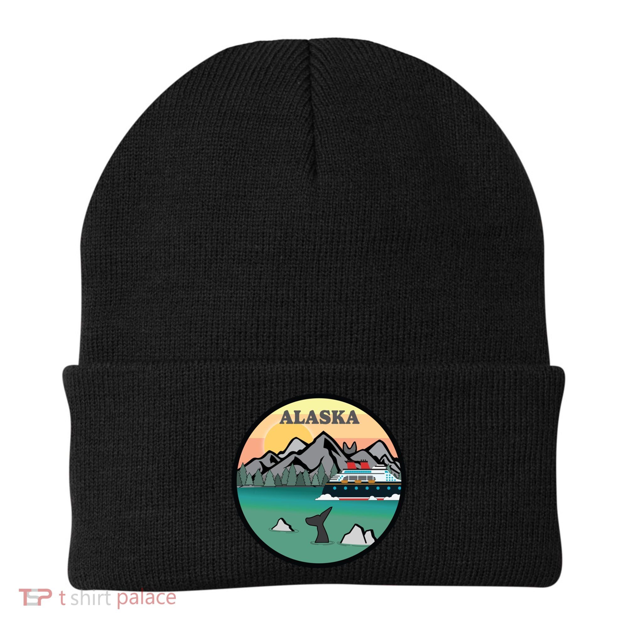 Alaska Cruise Ship With Mountains And Sunset Retro Gift Beanie