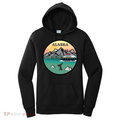 Alaska Cruise Ship With Mountains And Sunset Retro Gift Women's Hoodie