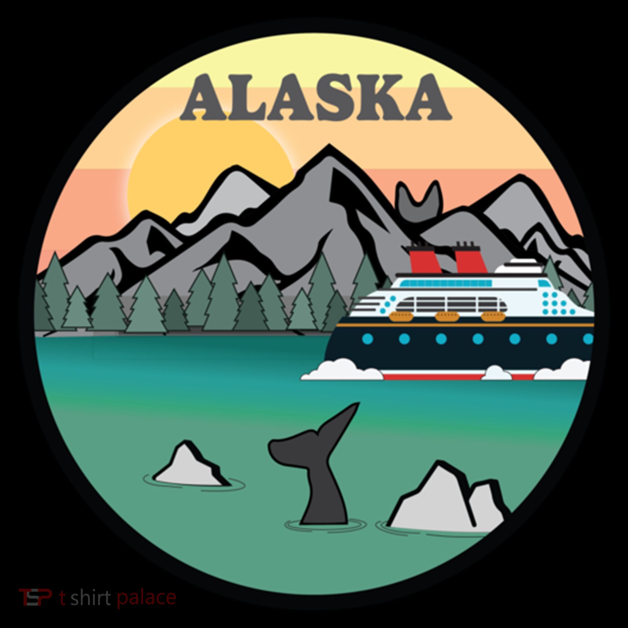 Alaska Cruise Ship With Mountains And Sunset Retro Gift Women's Hoodie