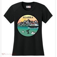 Alaska Cruise Ship With Mountains And Sunset Retro Gift Women's Cooling Performance Crew T-Shirt thumb 0