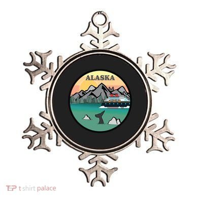 Alaska Cruise Ship With Mountains And Sunset Retro Gift Ornament