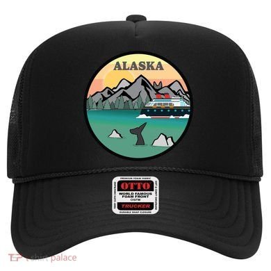 Alaska Cruise Ship With Mountains And Sunset Retro Gift Hat