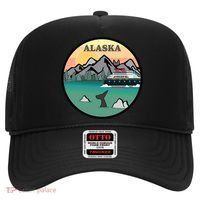 Alaska Cruise Ship With Mountains And Sunset Retro Gift Hat thumb 0