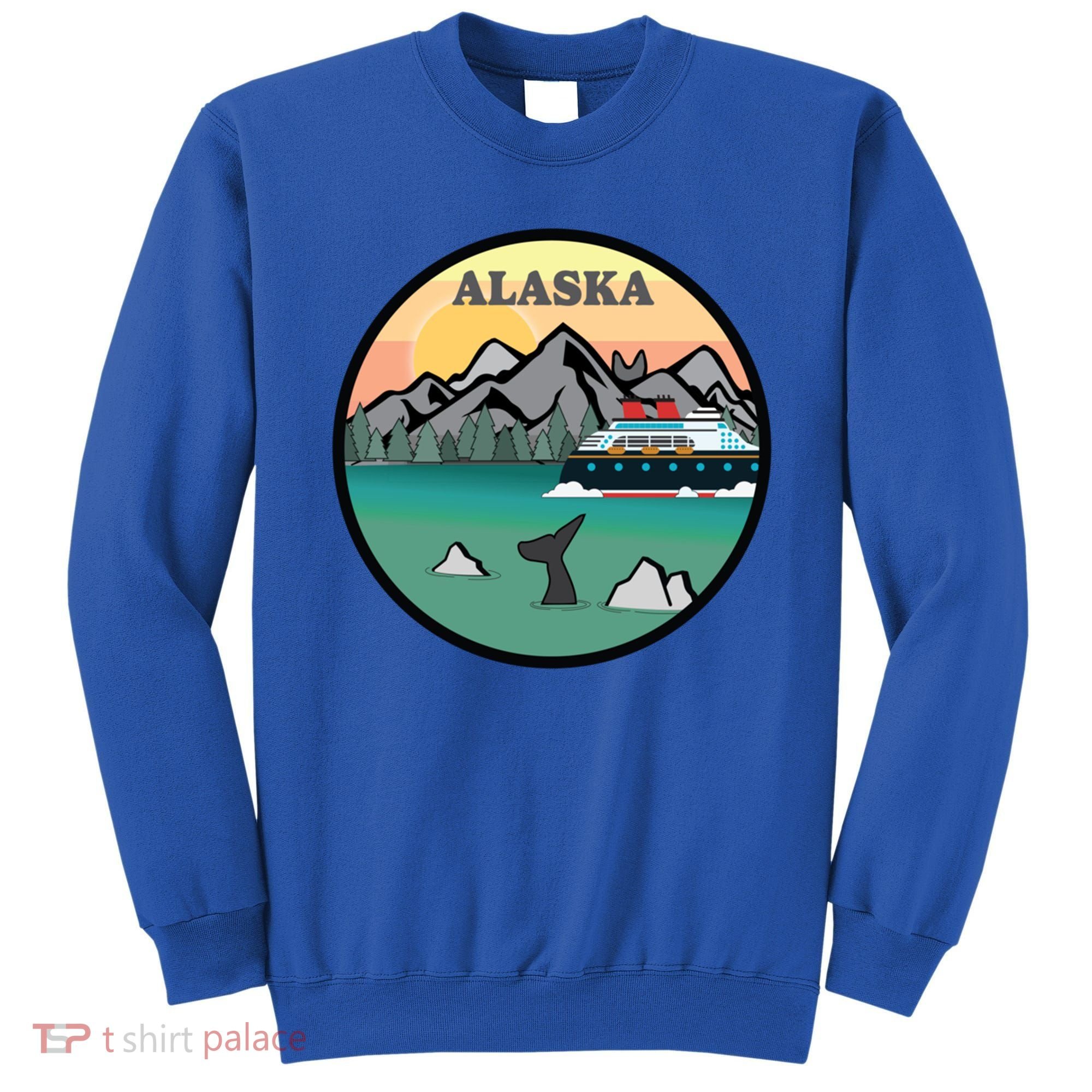 Alaska Cruise Ship With Mountains And Sunset Retro Gift Sweatshirt