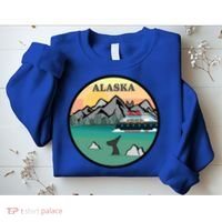 Alaska Cruise Ship With Mountains And Sunset Retro Gift Sweatshirt thumb 2