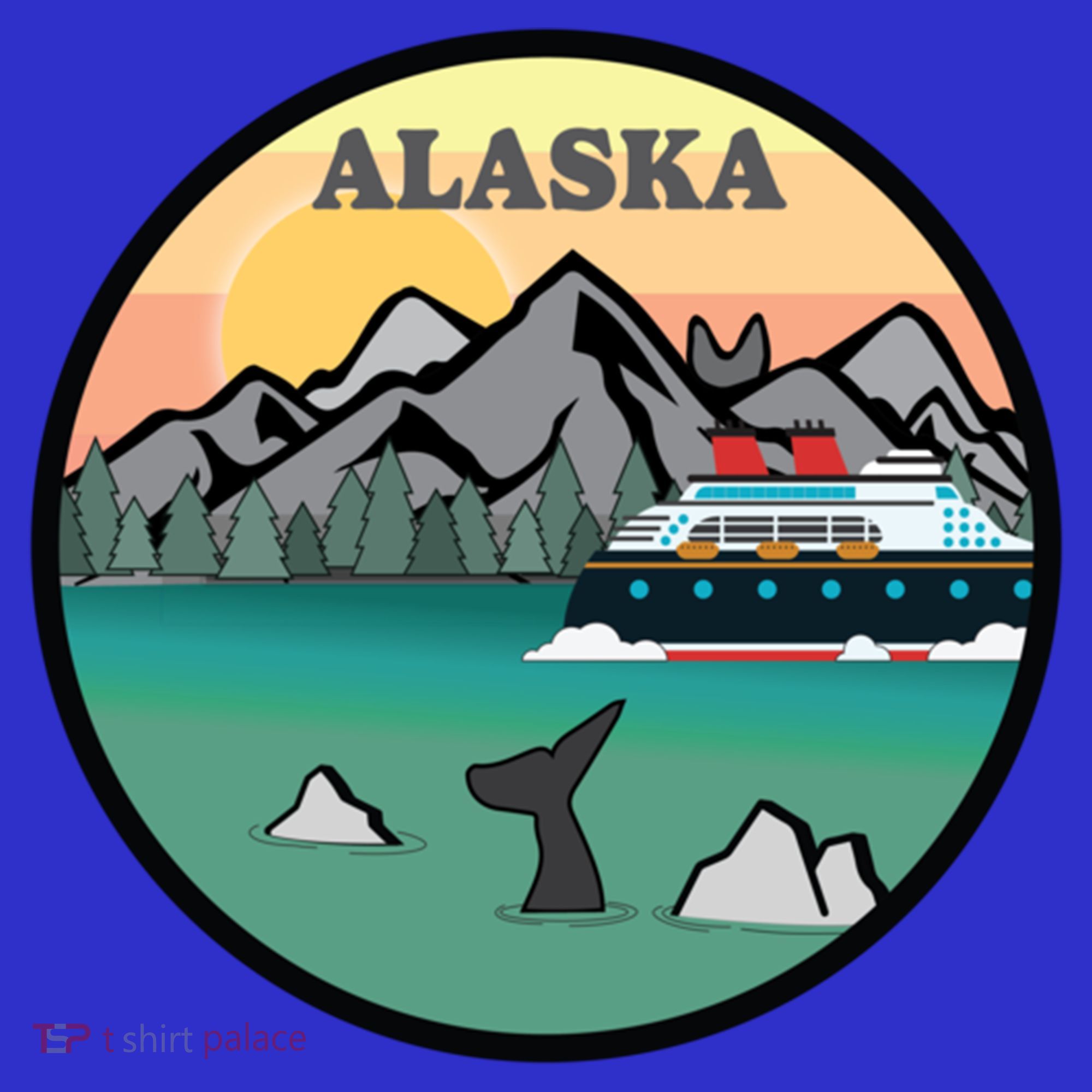 Alaska Cruise Ship With Mountains And Sunset Retro Gift Sweatshirt