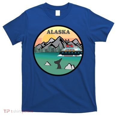 Alaska Cruise Ship With Mountains And Sunset Retro Gift T-Shirt