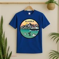 Alaska Cruise Ship With Mountains And Sunset Retro Gift T-Shirt thumb 2