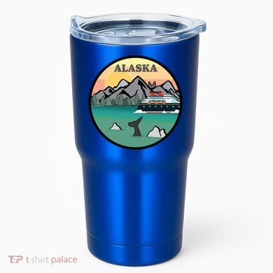 Alaska Cruise Ship With Mountains And Sunset Retro Gift Tumbler