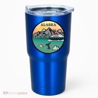 Alaska Cruise Ship With Mountains And Sunset Retro Gift Tumbler thumb 0