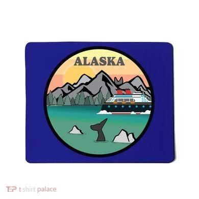 Alaska Cruise Ship With Mountains And Sunset Retro Gift Mousepad