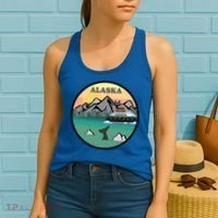 Alaska Cruise Ship With Mountains And Sunset Retro Gift Women's Tank Top thumb 2