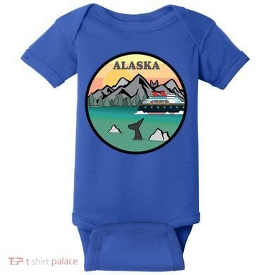 Alaska Cruise Ship With Mountains And Sunset Retro Gift Baby Bodysuit