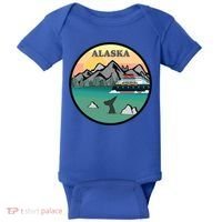 Alaska Cruise Ship With Mountains And Sunset Retro Gift Baby Bodysuit thumb 0