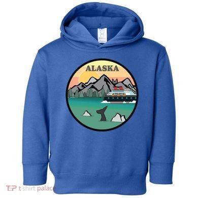 Alaska Cruise Ship With Mountains And Sunset Retro Gift Toddler Hoodie