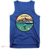 Alaska Cruise Ship With Mountains And Sunset Retro Gift Tank Top thumb 0