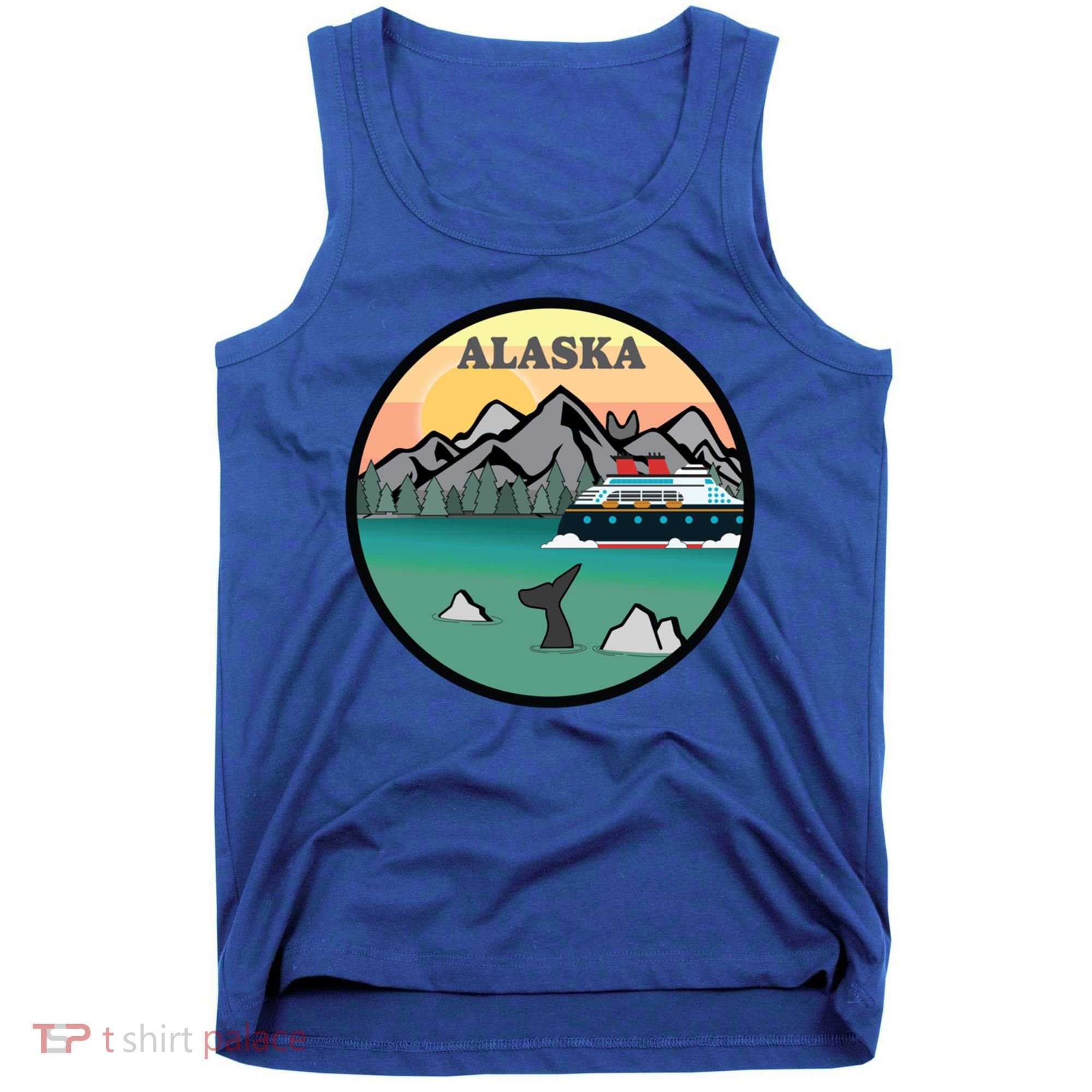 Alaska Cruise Ship With Mountains And Sunset Retro Gift Tank Top