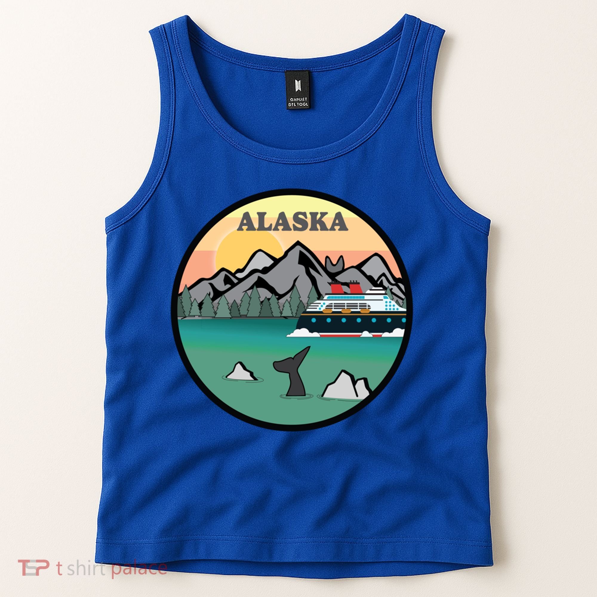 Alaska Cruise Ship With Mountains And Sunset Retro Gift Tank Top