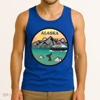 Alaska Cruise Ship With Mountains And Sunset Retro Gift Tank Top thumb 3