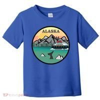 Alaska Cruise Ship With Mountains And Sunset Retro Gift Toddler T-Shirt thumb 0