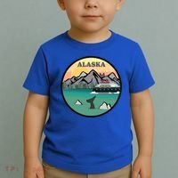 Alaska Cruise Ship With Mountains And Sunset Retro Gift Toddler T-Shirt thumb 2