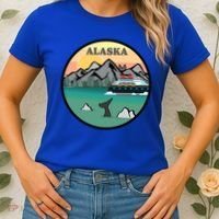 Alaska Cruise Ship With Mountains And Sunset Retro Gift Women's T-Shirt thumb 2