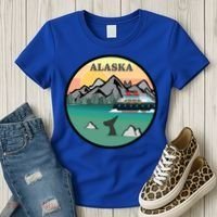 Alaska Cruise Ship With Mountains And Sunset Retro Gift Women's T-Shirt thumb 3