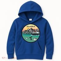 Alaska Cruise Ship With Mountains And Sunset Retro Gift Kids Hoodie thumb 0
