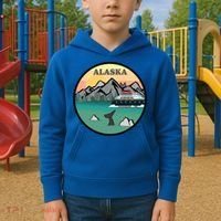 Alaska Cruise Ship With Mountains And Sunset Retro Gift Kids Hoodie thumb 2