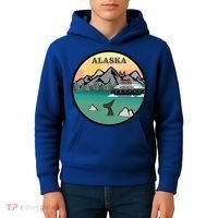 Alaska Cruise Ship With Mountains And Sunset Retro Gift Kids Hoodie thumb 4