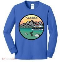 Alaska Cruise Ship With Mountains And Sunset Retro Gift Kids Long Sleeve Shirt thumb 0