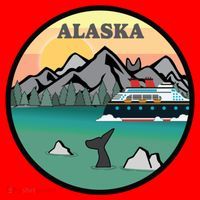 Alaska Cruise Ship With Mountains And Sunset Retro Gift Santa Hat thumb 1