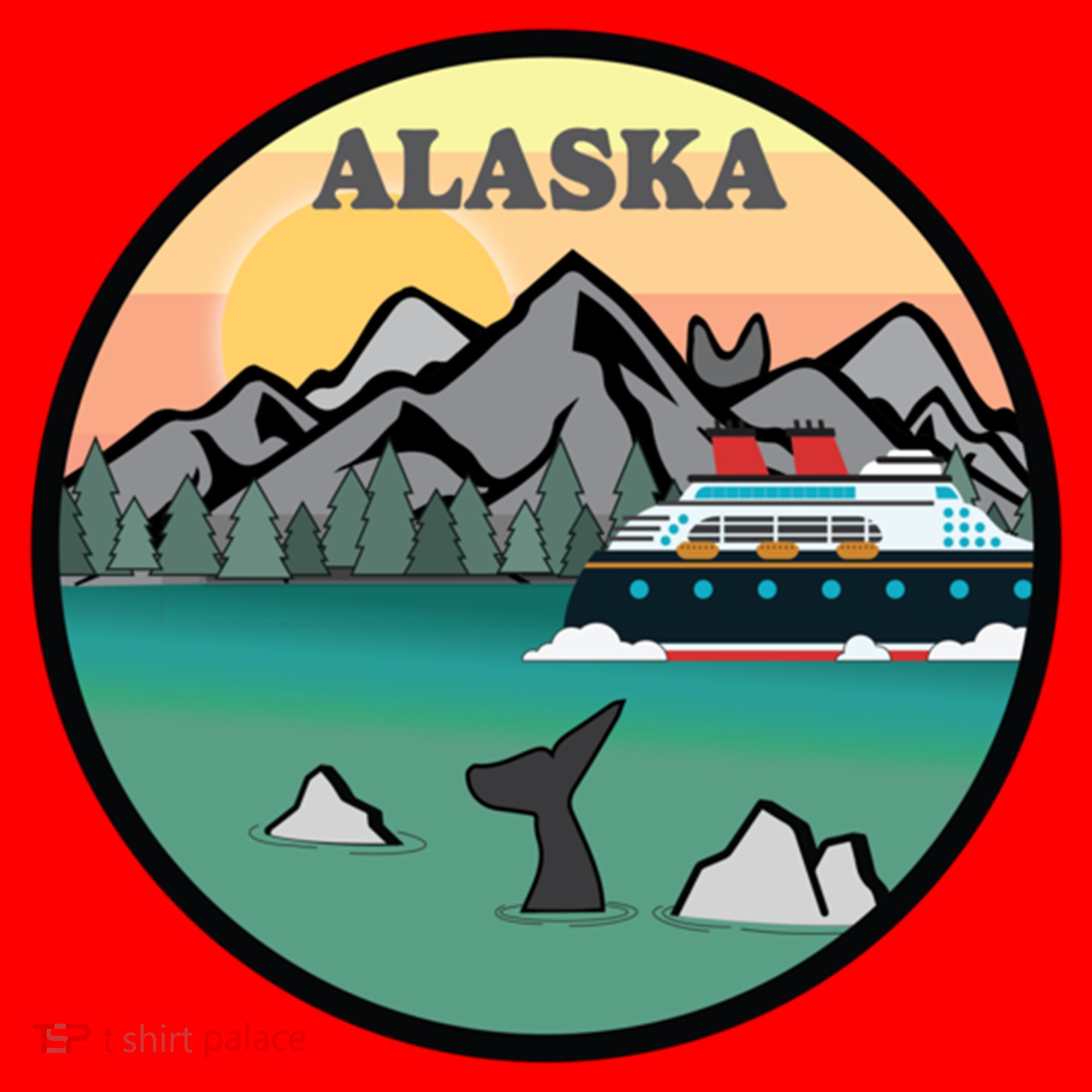 Alaska Cruise Ship With Mountains And Sunset Retro Gift Santa Hat