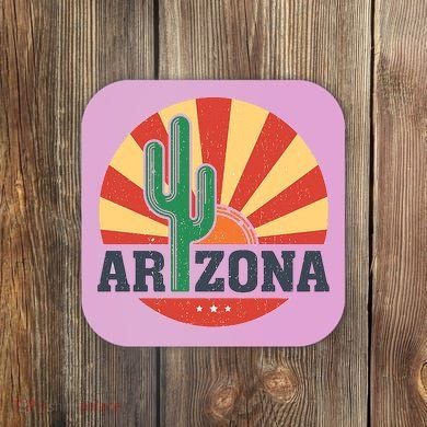 Arizona Cactus Sunset 3 Stars Coaster
