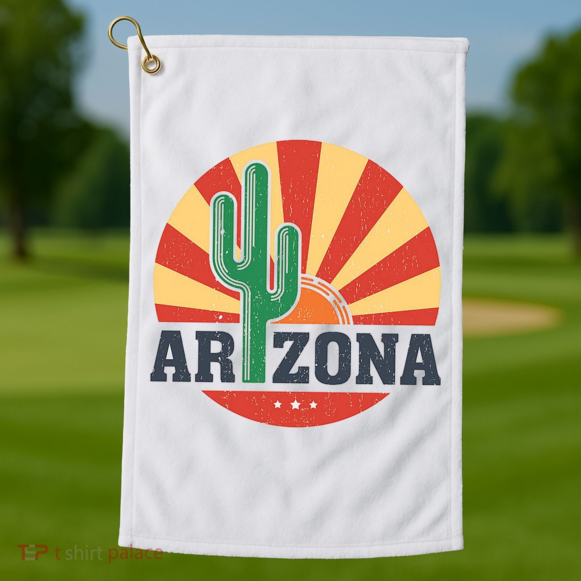 Arizona Cactus Sunset 3 Stars Golf Towel