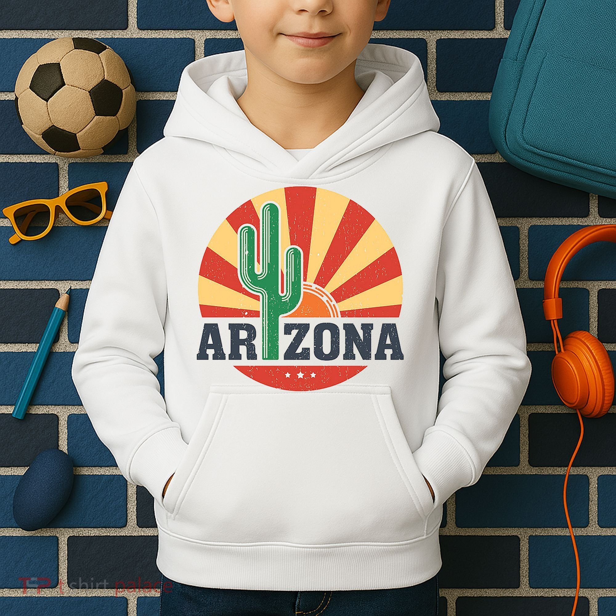 Arizona Cactus Sunset 3 Stars Kids Hoodie