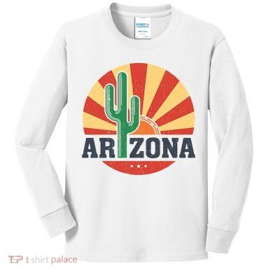 Arizona Cactus Sunset 3 Stars Kids Long Sleeve Shirt