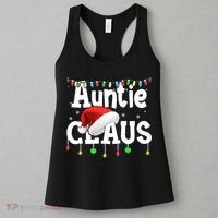 Auntie Claus Shirt Santa Hat Matching Christmas Lights Family Group Women's Tank Top thumb 3